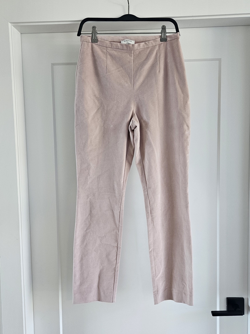 Babaton Dusty Pink Slim Straight Trousers Soft Velvet Size 8